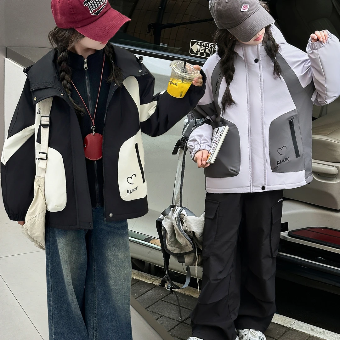 女童秋冬款冲锋衣三合一加棉加厚外套2025新款儿童女孩秋装6-12岁