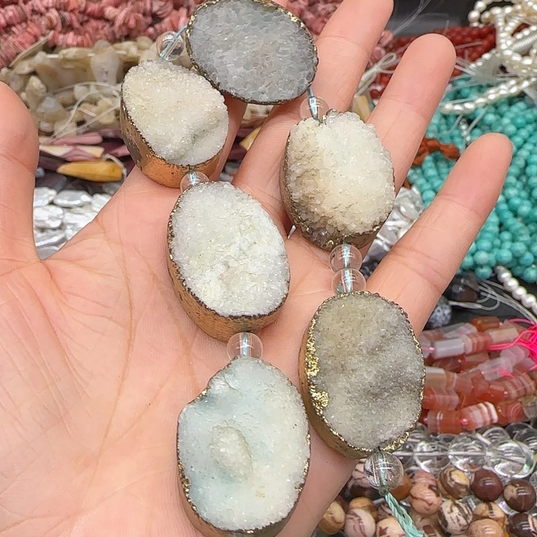 玛瑙/玉髓合金珠宝半成品晶牙6颗02