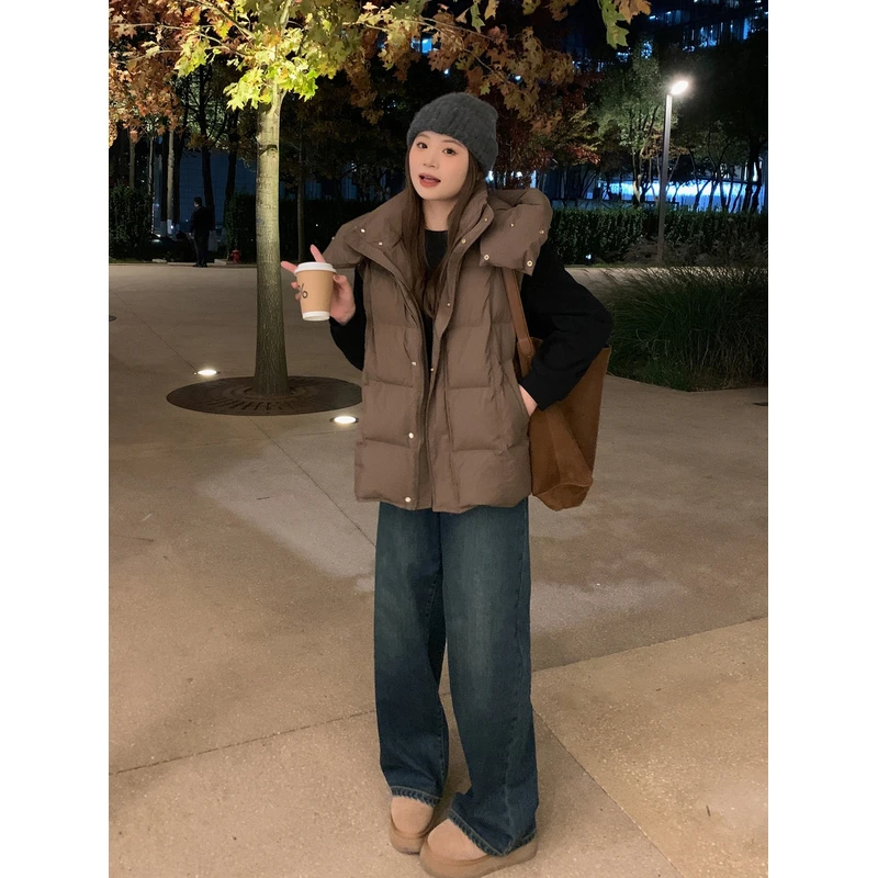【ALINDM年终大清仓】胖MM宽松外套200斤保暖羽绒马甲AS25186