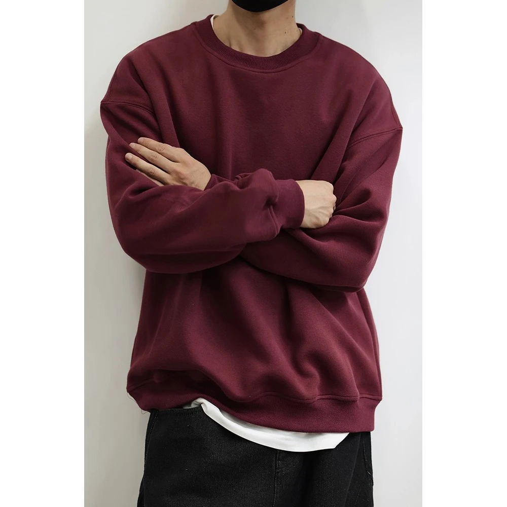 300斤加肥大码日系百搭基础长袖上衣男装秋季美式休闲圆领卫衣潮2