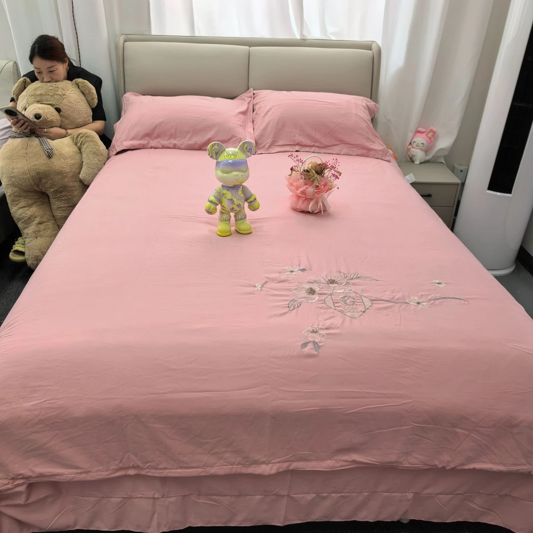 【粉色荷花】100支多件套夏季秋冬季轻奢双层加厚高档简约四件套