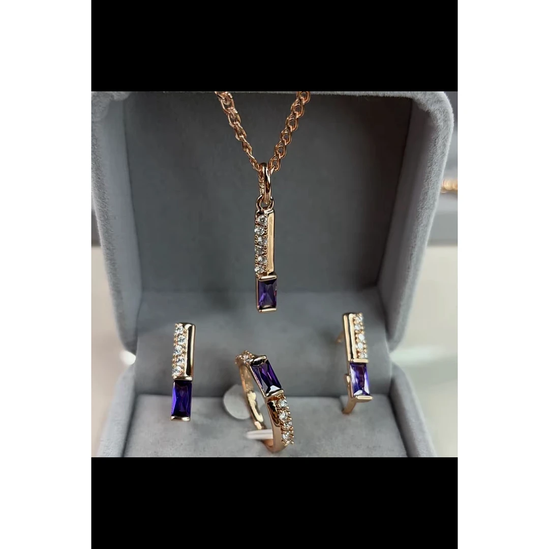 钛钢锆石项链 钛钢锆石项链 585红金色时尚款196