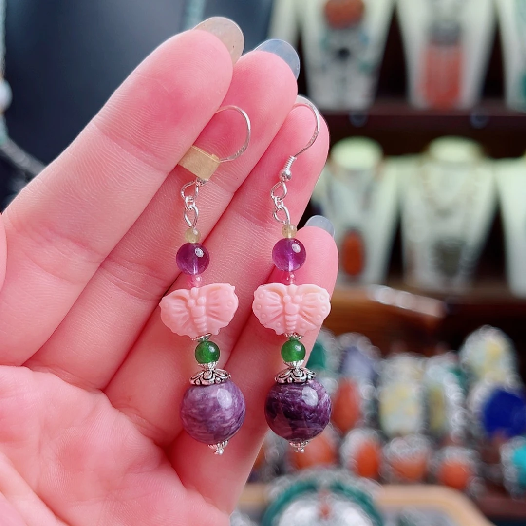 查罗石未镶嵌耳环耳环