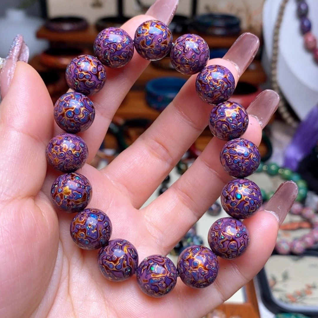 大漆珠12mm犀皮纹精品手串