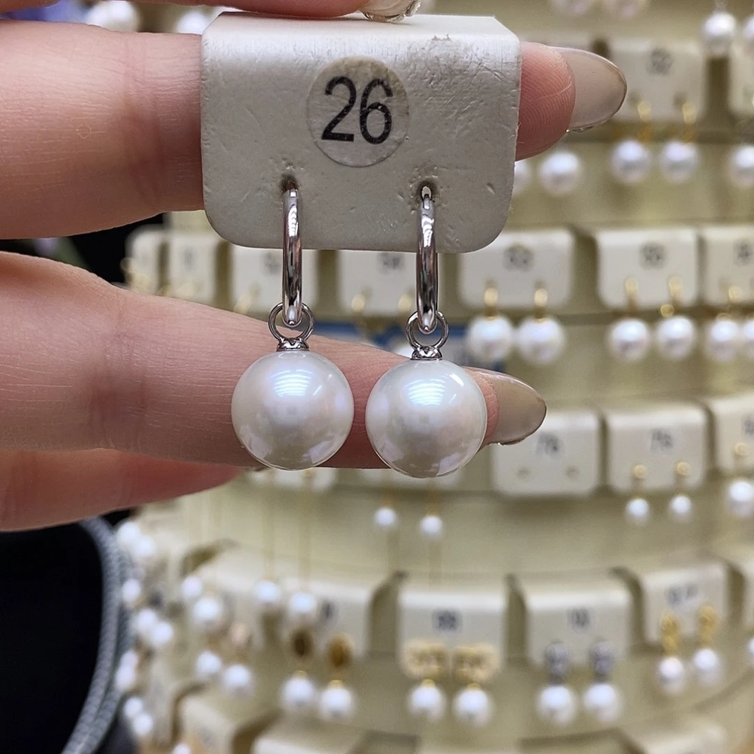 耳饰银S925镶嵌淡水珍珠
