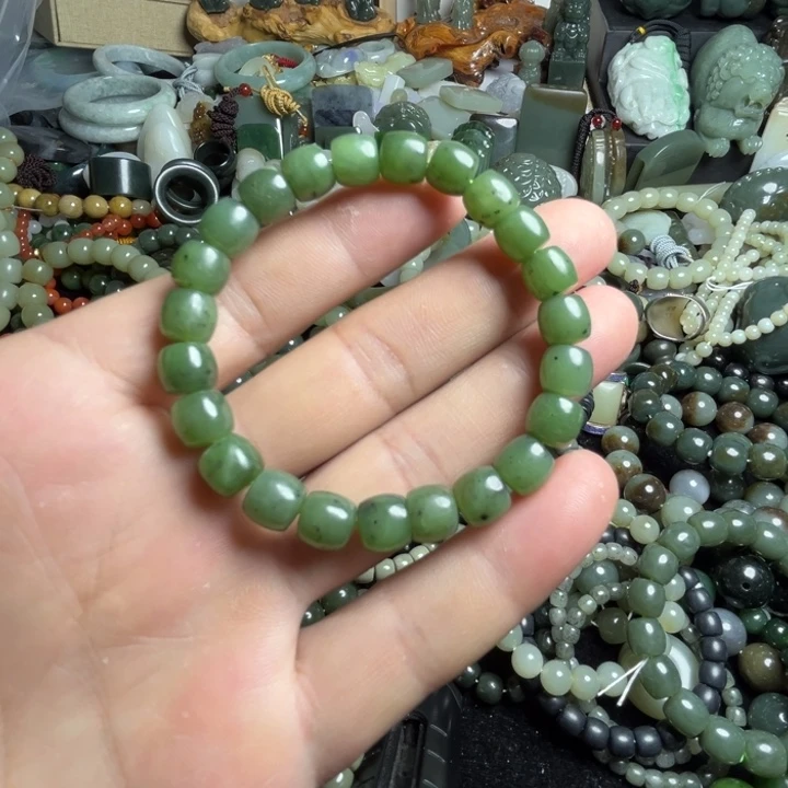 和田玉手串未镶嵌卡8