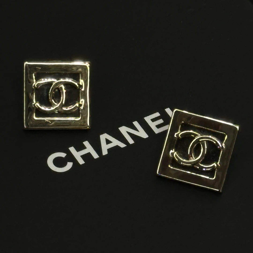 95新 Chanel/香奈儿 23B方块双C耳钉/JJ5091507