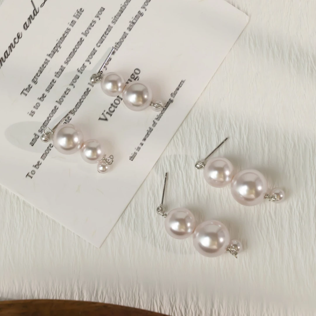 丽沁 925银耳饰 曼塔紫珠流苏气质耳钉优雅甜美珠珠耳环时尚大气