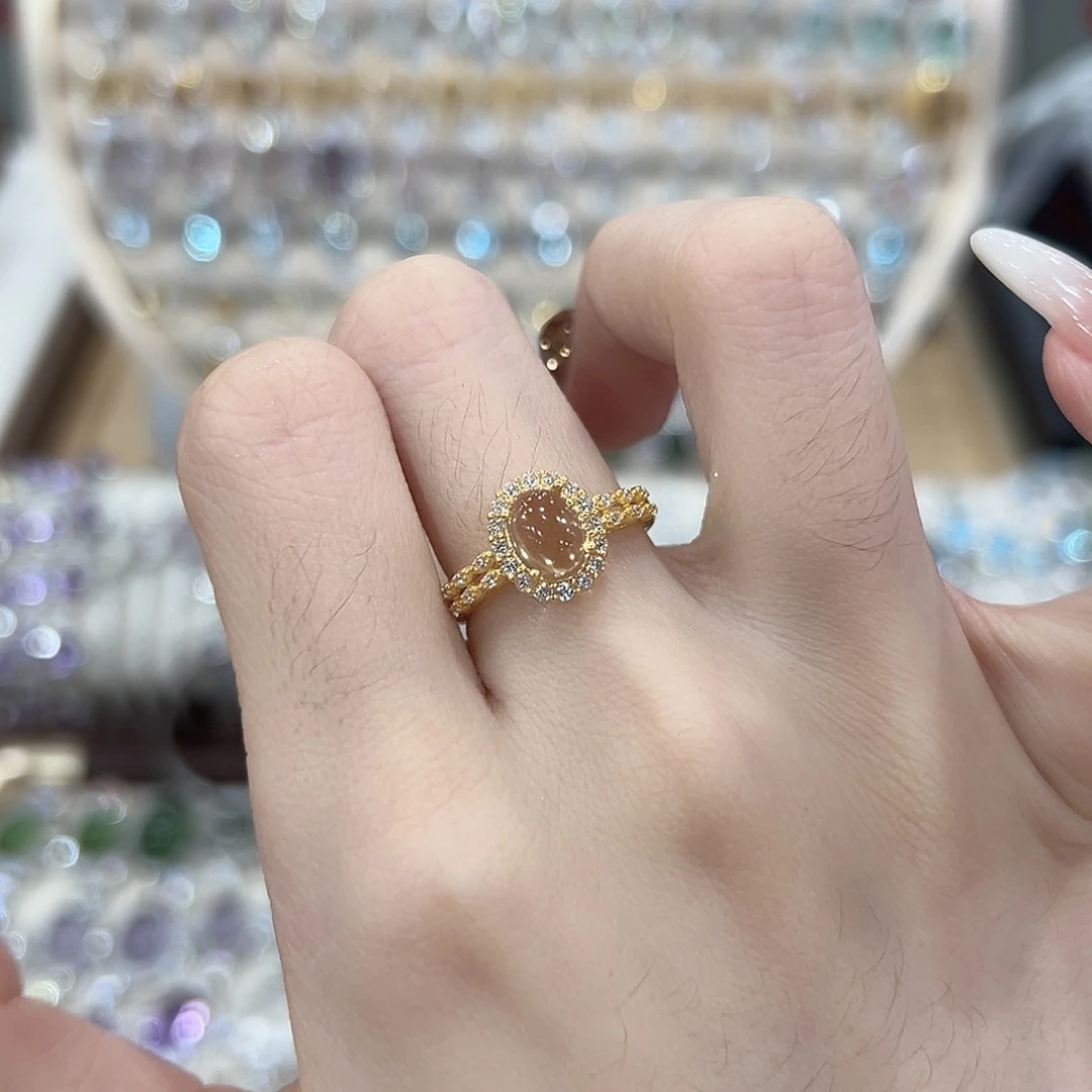 戒指银S925镶嵌黄晶