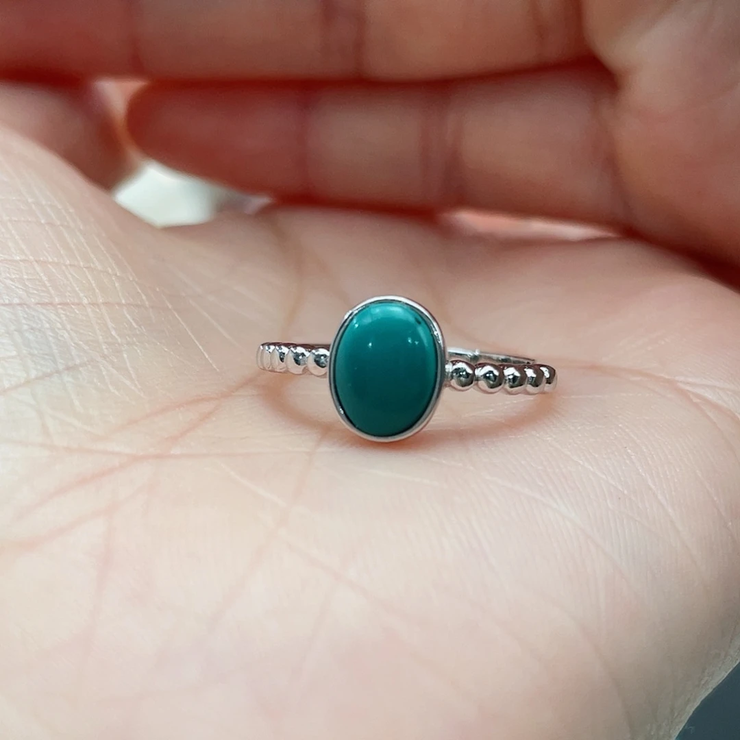 绿松石戒指银S925镶嵌