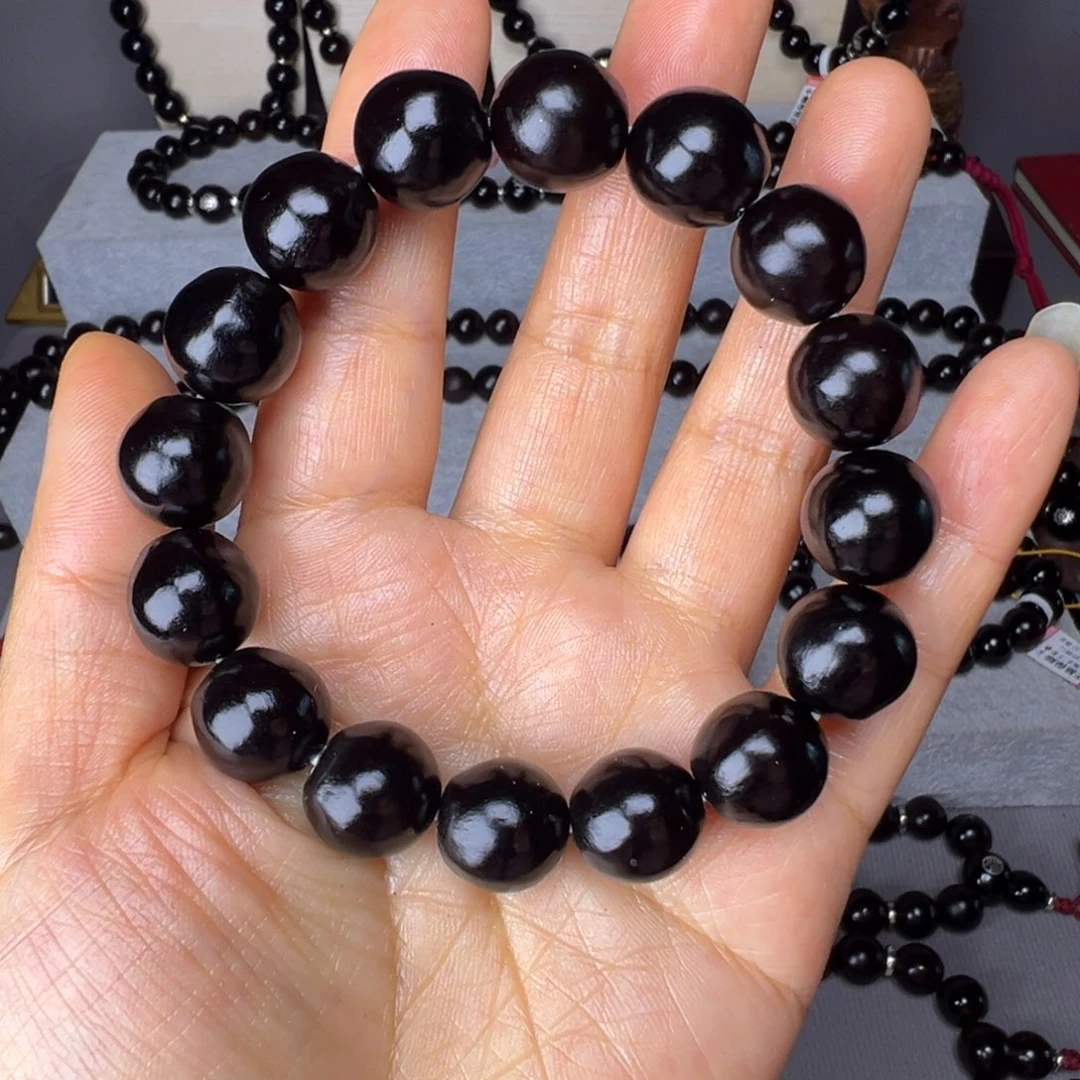 精品手串卡14.3毫米16颗籽黑色手串