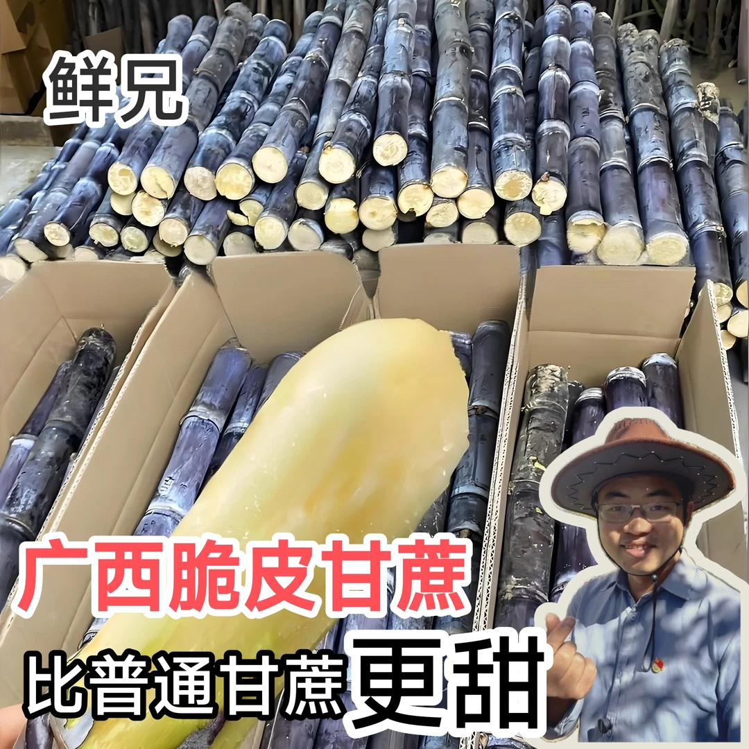 【鲜兄】广西现砍黑脆皮甘蔗新鲜应季水果黑皮脆甜多汁鲜脆清甜
