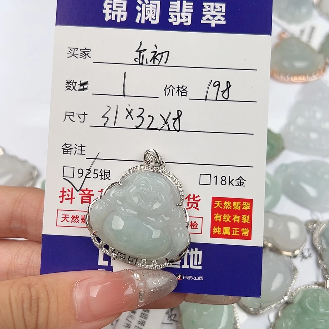 亦***。翡翠银S925镶嵌颈饰