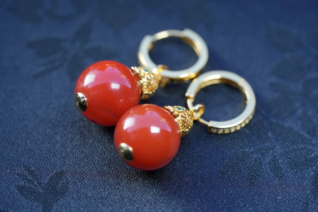 【初见珠宝】s925银南红耳扣19-1CY356X59【多样性发一件】13mm