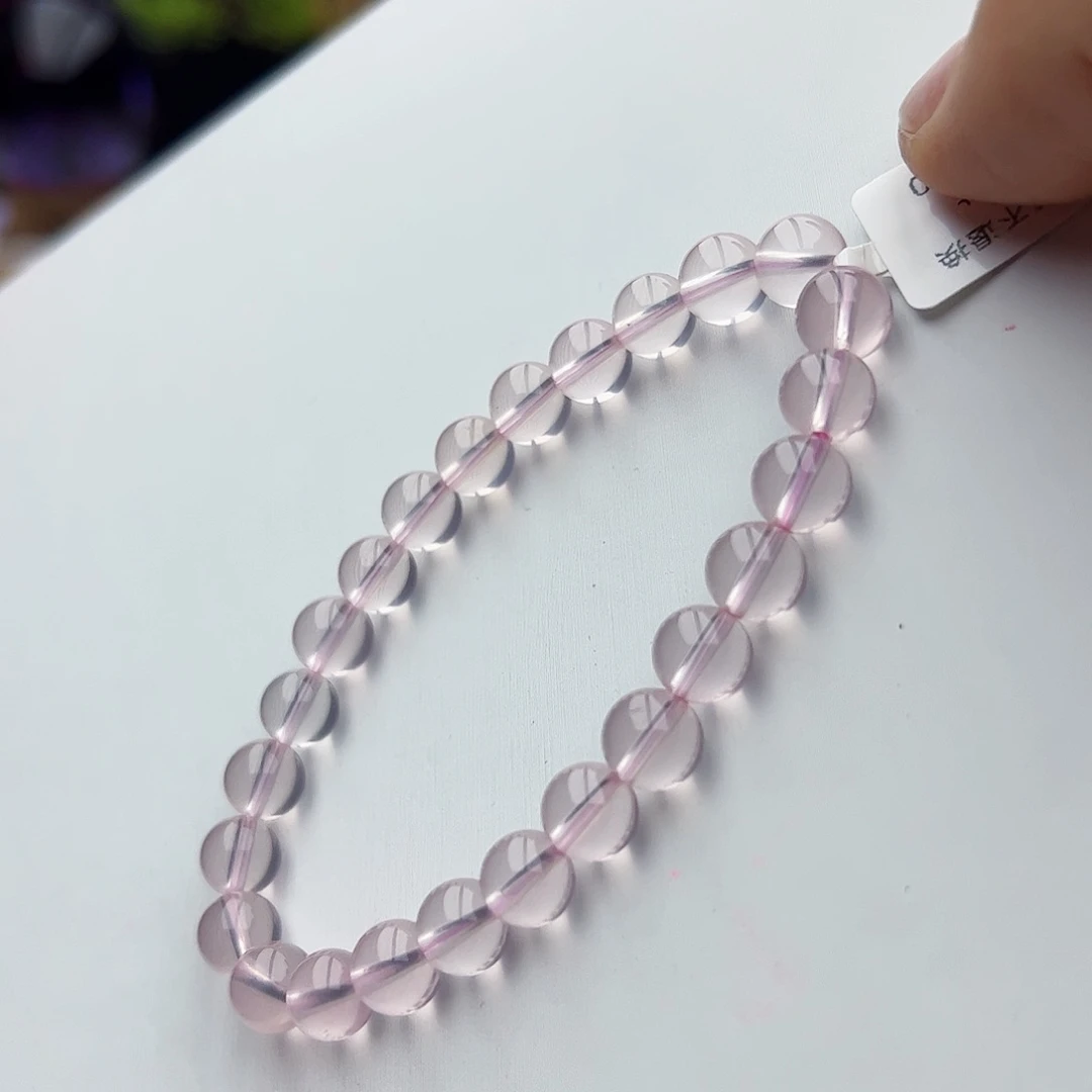 芙蓉石手链未镶嵌粉晶7mm+