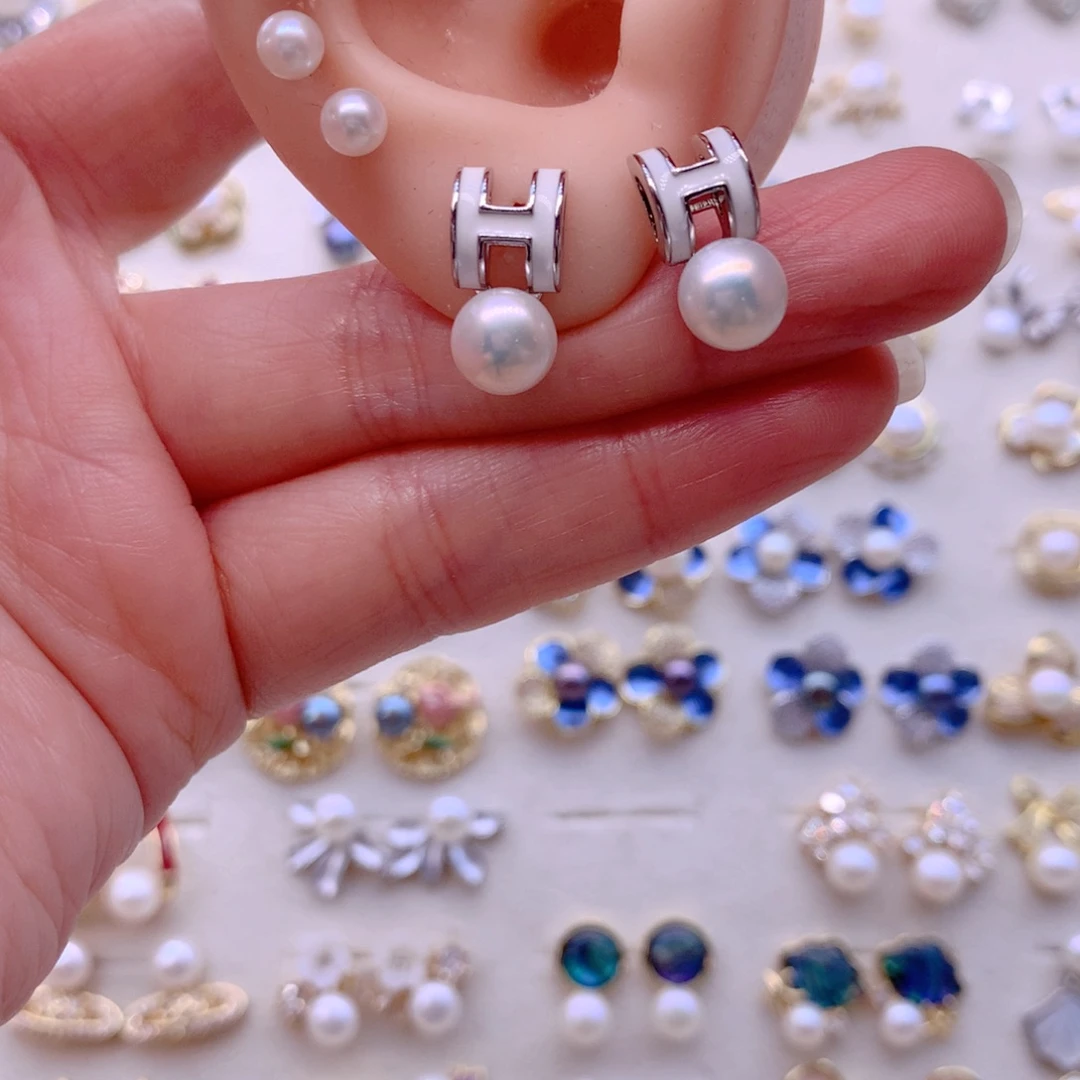 淡水珍珠耳饰合金