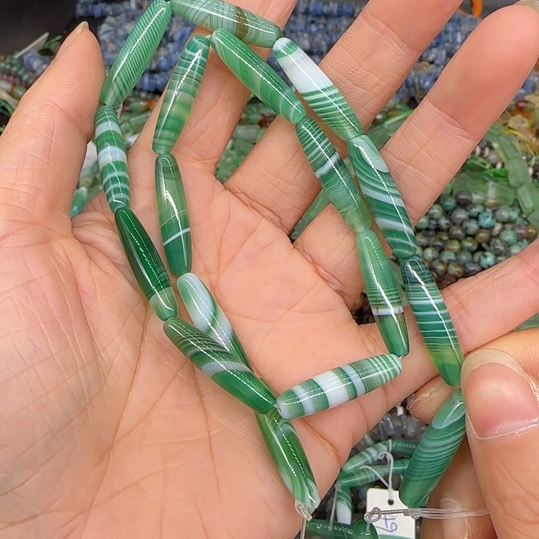 玛瑙/玉髓合金珠宝半成品缠丝玛瑙枣珠6mm一条