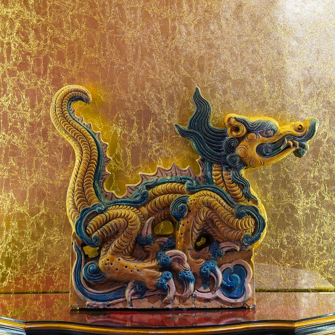 【本尼家】SX03非遗好物山西琉璃瓷《明三彩琉璃鸭嘴龙》桌面摆件