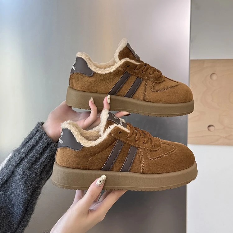 厚底德训鞋女加绒保暖大棉鞋2025新款冬季雪地靴休闲运动女鞋板鞋