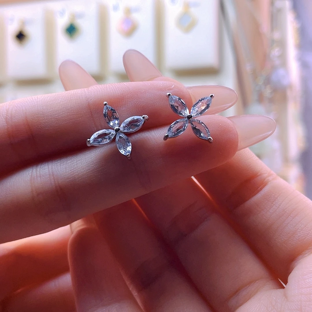 海蓝宝石耳坠银S925镶嵌*‍****