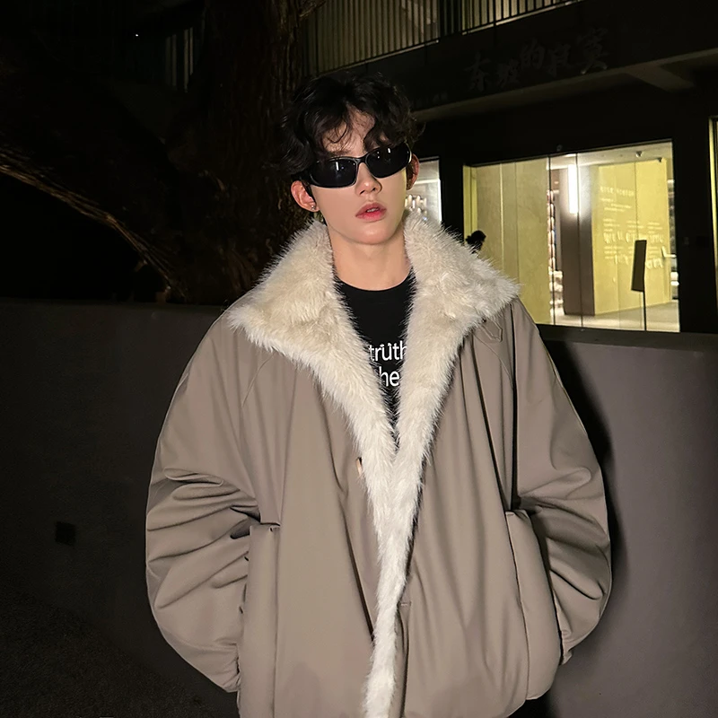 座山雕毛领美式半高领棉服外套男士冬季宽松保暖潮牌工装短款棉衣