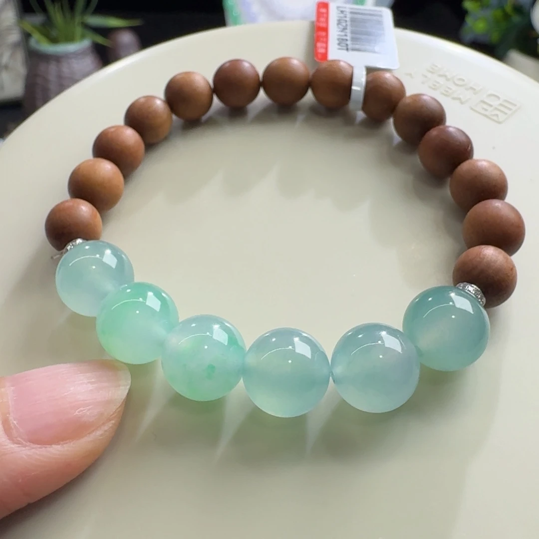 未镶嵌手链翡翠果冻底飘金丝阳绿半圈10mm