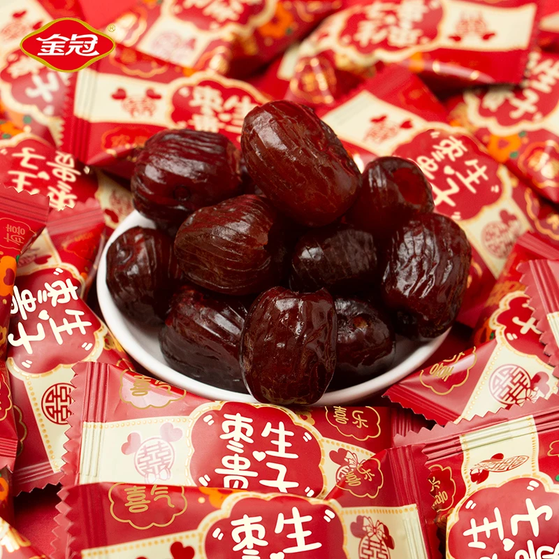 金冠蜜枣无核小包装蜜饯糖果喜糖专用婚庆糖去核红枣散装500g结婚