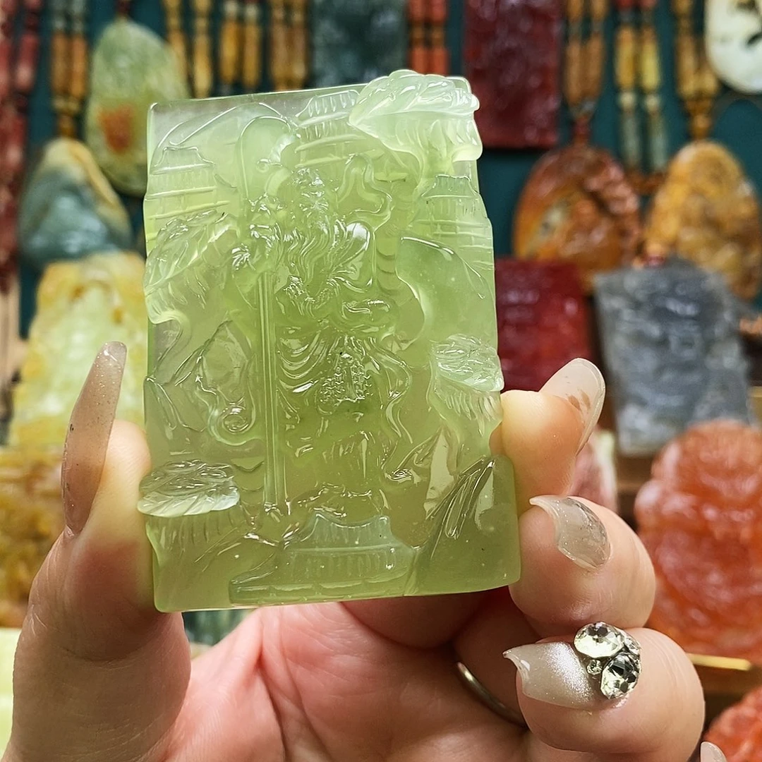 蛇纹石玉未镶嵌颈饰精品关公牌子赠链子