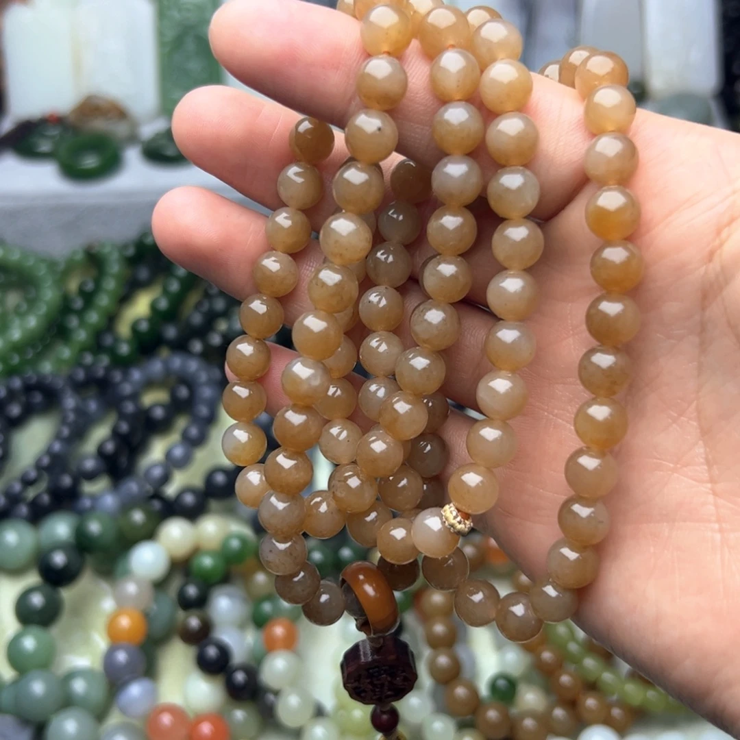 和田玉（糖玉）未镶嵌毛衣链新疆且末糖0.8