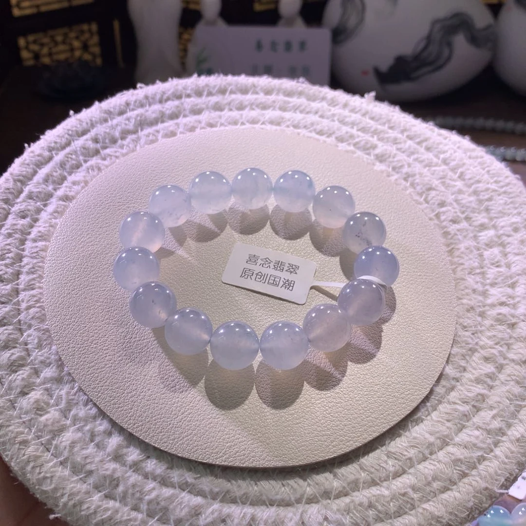 散珠翡翠天然缅a卡12-13mm水墨丹青
