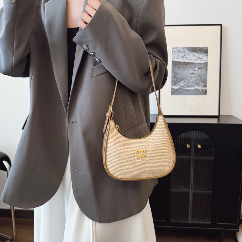 新款简约复古包包月牙包百搭饺子包通勤百搭斜跨手提腋下包