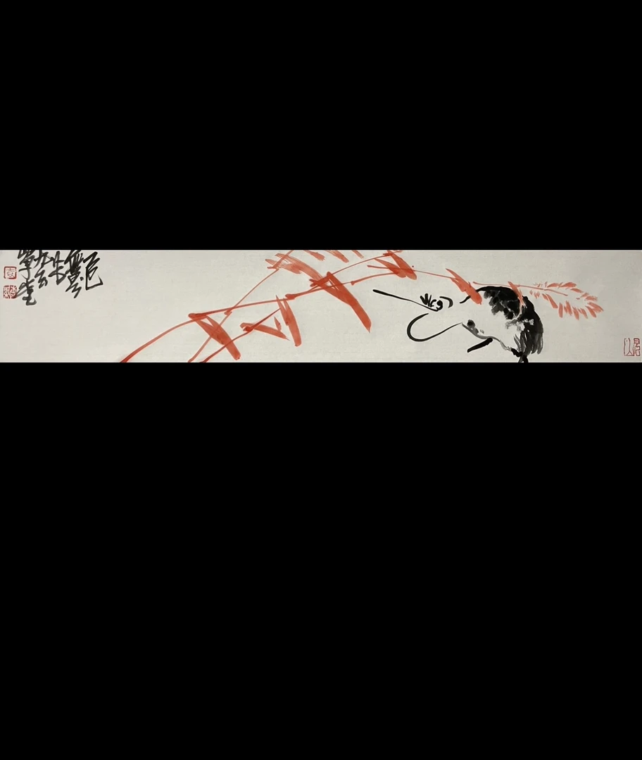 鹤作品寻幽图国画宣纸【不含框】尺寸17cmx100cm适合茶室，书房，装饰