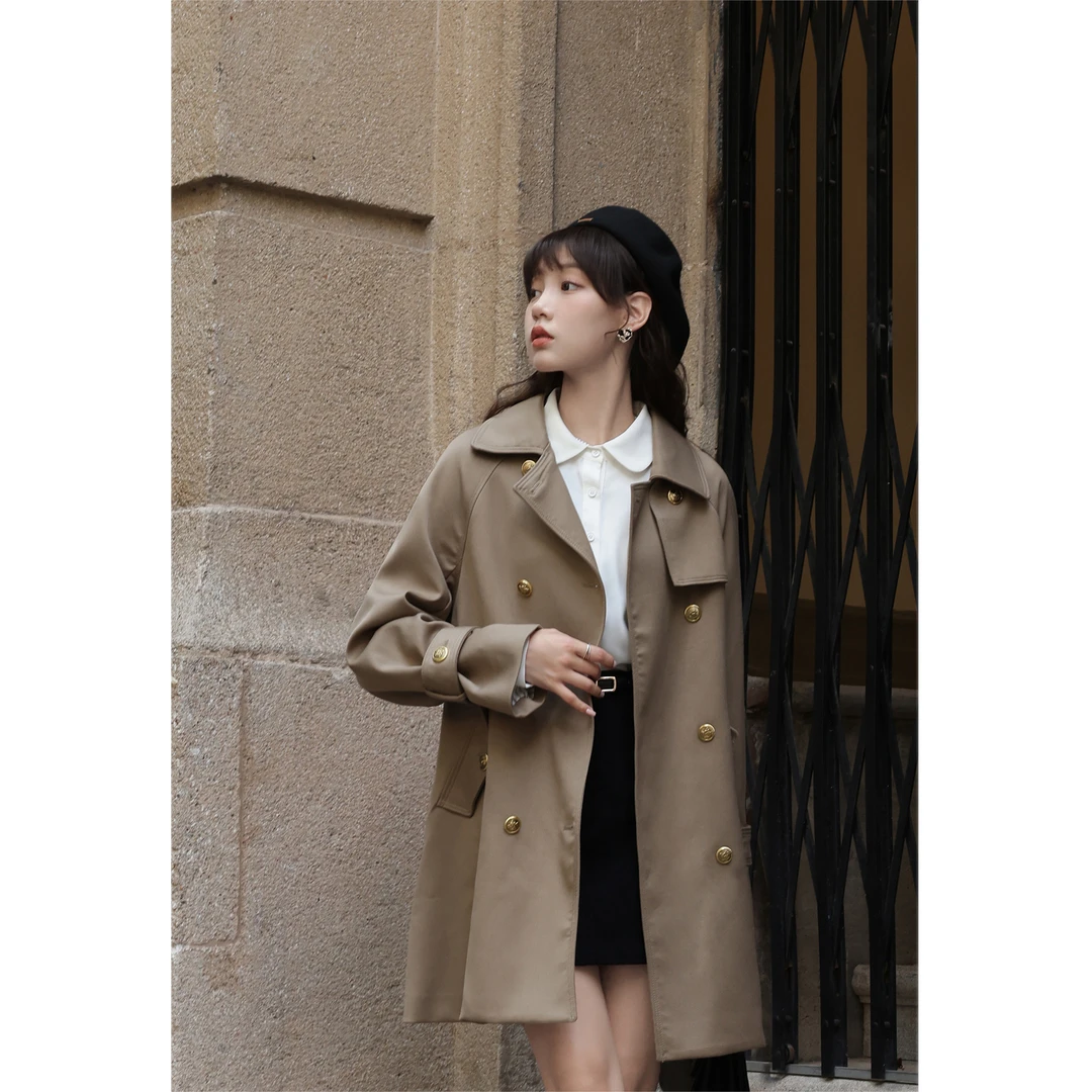 《浓郁丝绒拿铁》气质时尚短款风衣通勤外套女LXN269103