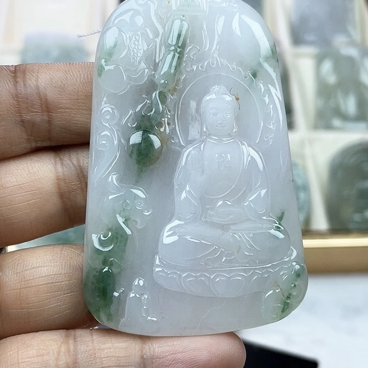 翡翠未镶嵌颈饰天然翡翠A货，阿弥陀佛