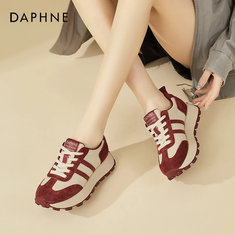 达芙妮厚底阿甘鞋女2025新款春秋季平底百搭休闲鞋软底运动德训鞋