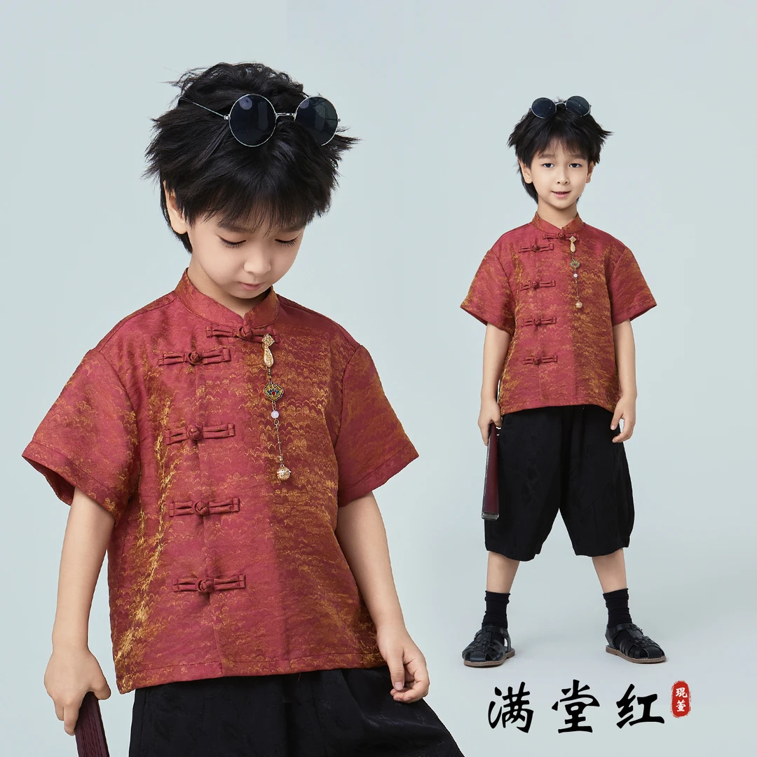 【琨萱】“满堂红”2025男童夏款新中式短袖SS67S152