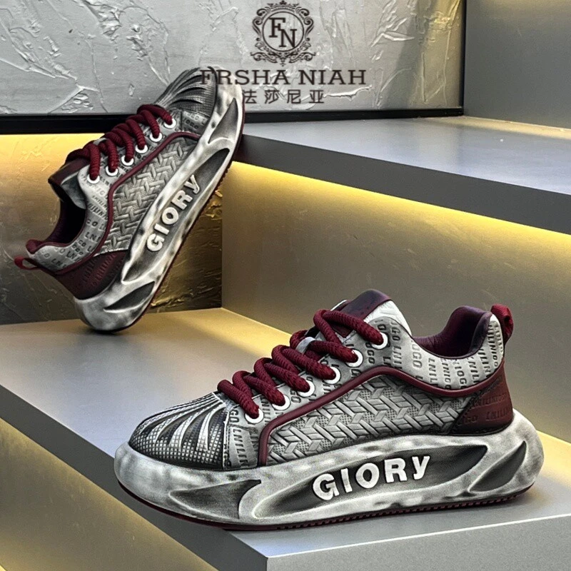 法莎尼亚男鞋2025秋季新款复古做旧贝壳头休闲鞋时尚小众运动鞋男