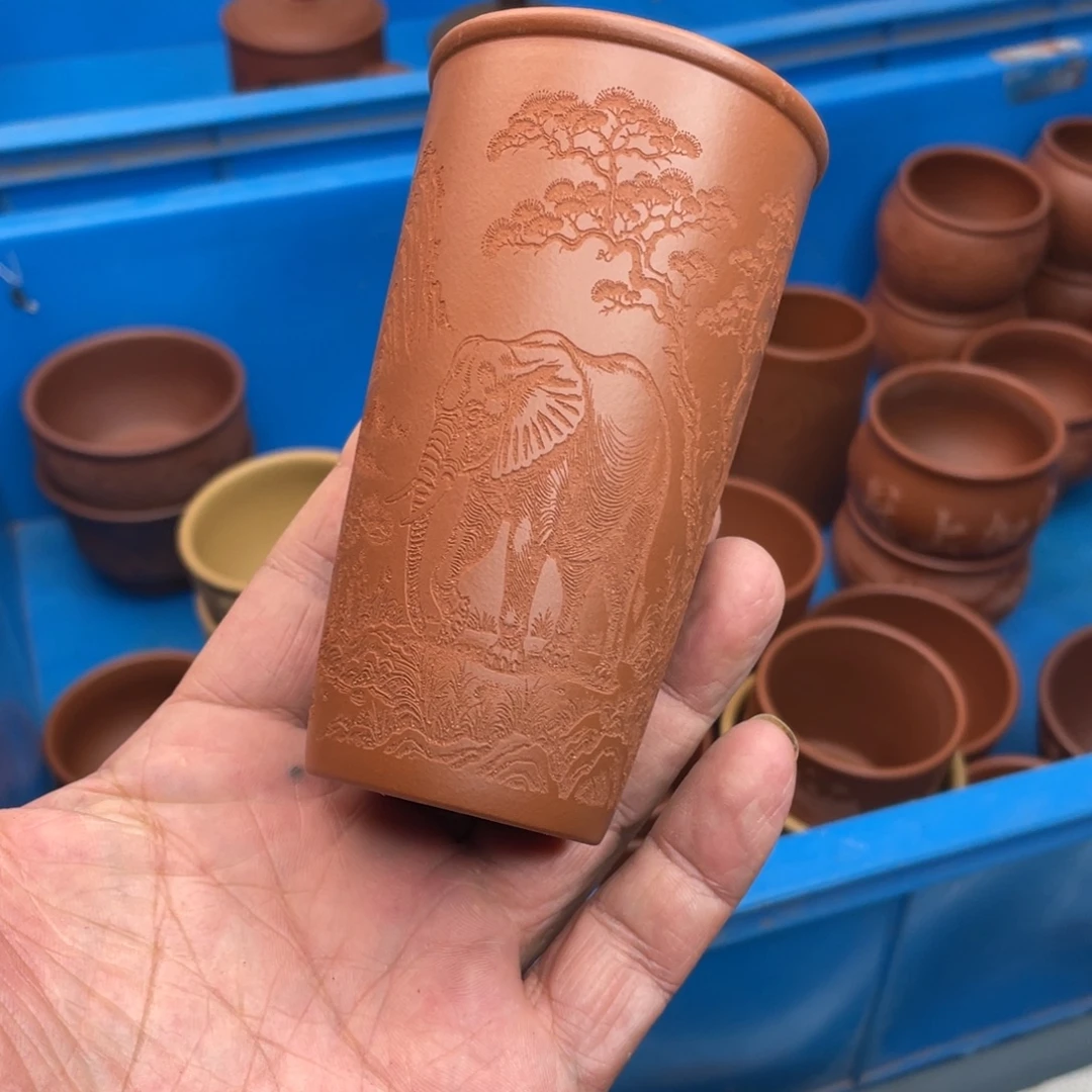 茶杯紫砂原矿赵庄朱泥主人杯放漏