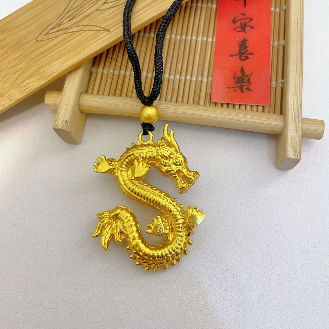 合金吊坠 实心大号福龙吊坠金色复古编织时尚