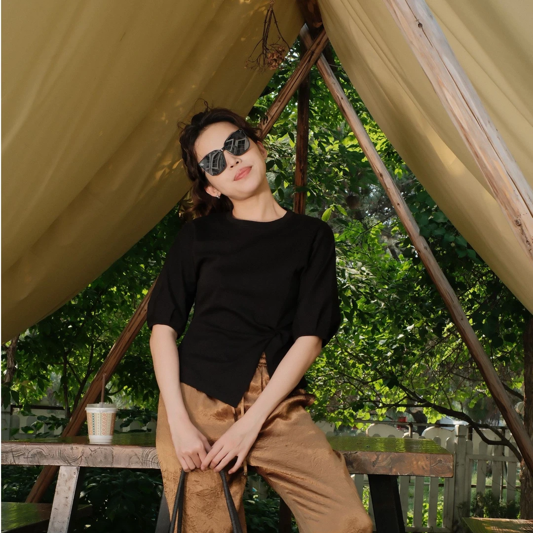 STUDIO WHITE时尚设计师新款不规则半袖