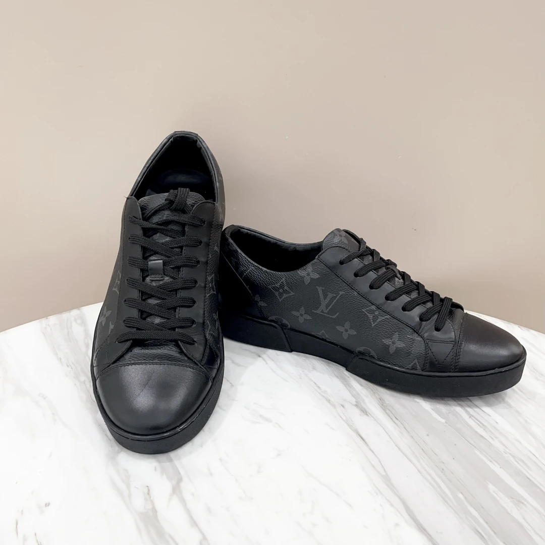 99新 LouisVuitton/路易威登 98新 LV黑花MATCH-UP男士运动鞋 7码