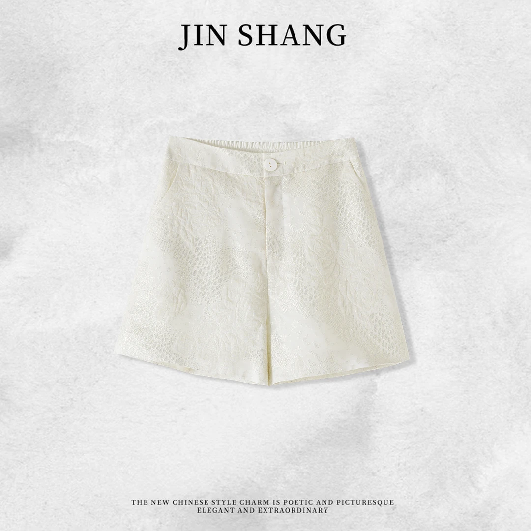 新中式新款气质女士时尚裤子宽松桑蚕丝短裤