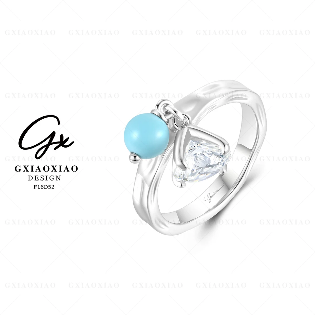 G XIAOXIAO 镀K金 蓝色系时尚极简高级感戒指F16D52