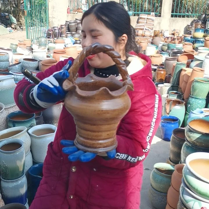 红陶手工盆微瑕盆子