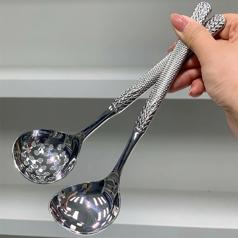 ANBOX-304不锈钢加厚火锅汤勺漏勺组合喝汤火锅勺