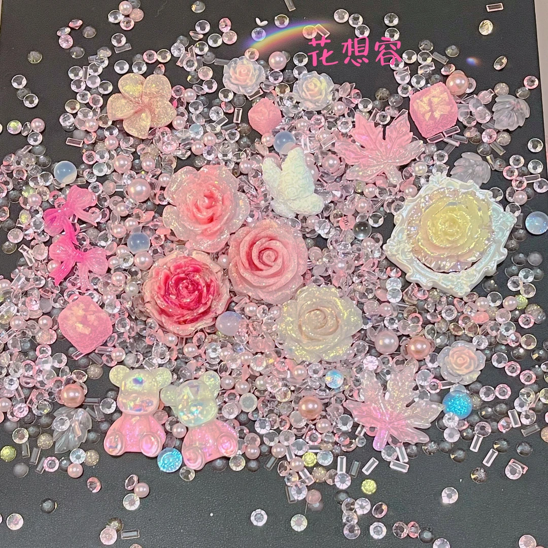 【朱饱饱美铺特调】美甲摆件镜子相框收纳盒奶油胶手工DIY配件花花