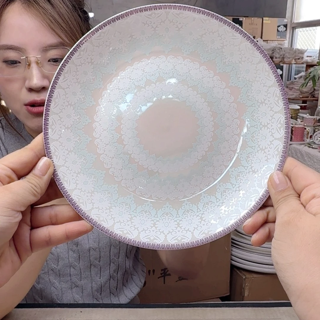 瓷8英寸月光盘20cm一个外贸骨瓷