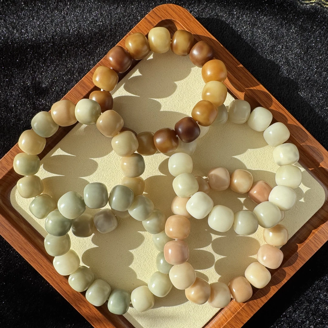 15.5mm桶珠天然菩提根莫奈花园调色盘精品单圈手串