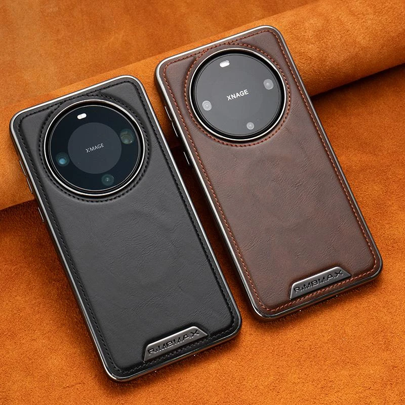 适用于华为Mate70Pro+新款磁吸皮质手机壳高档商务纯色Mate60防摔