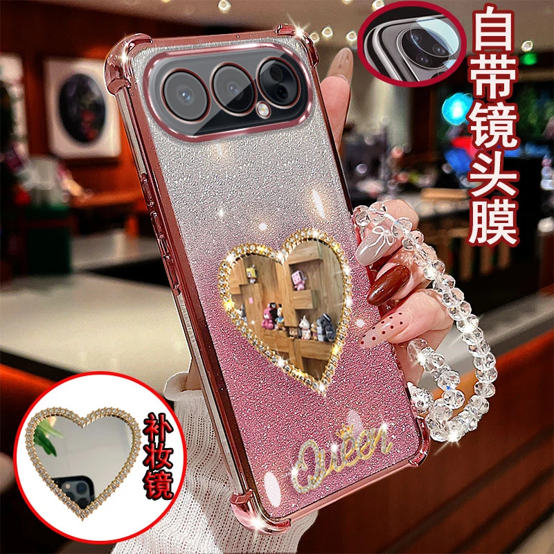 荣耀500pro手机壳MEP-AN00镜头全包软边高透镶钻镜子防摔套女款新